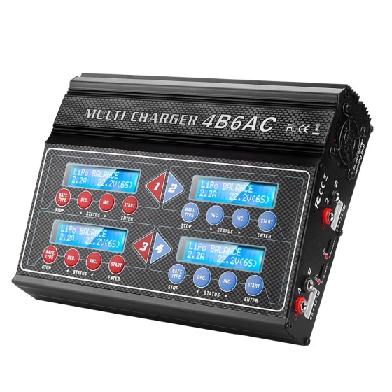 News HTRC Professional RC Battery Balance Charger 4B6AC Quattro B6AC 6A 80W*4 Discharger for 1-6s LiPo/Lion/LiFe Battery Charger